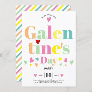 Invitation Typographie colorée Fête des Galentines