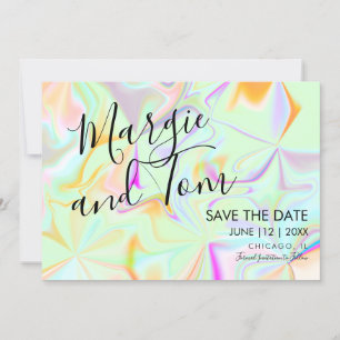 Invitation Typographie colorée holographique Enregistrez la d