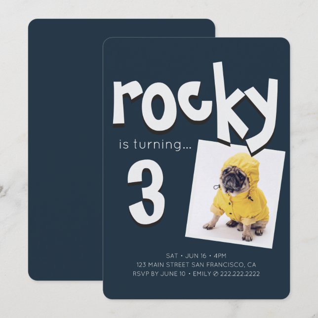 Invitation Typographie Cool moderne de l'anniversaire des ani (Devant / Derrière)