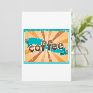 Invitation Typographie de café rétro Teal Brown Sunburst