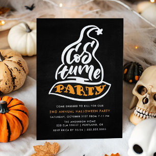 Invitation Typographie de chapeau de sorcière Fête d'Hallowee