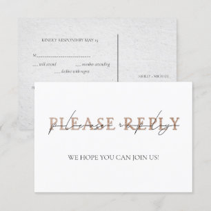 Invitation TYPOGRAPHIE DE CUIVRE Mariage Lettré à la main RSV