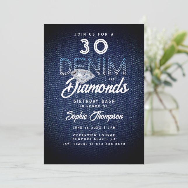 Invitation Typographie de Denim Diamonds 30e anniversaire (Debout devant)