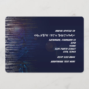 Invitation Typographie de fête de technologie d'anniversaire 