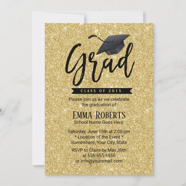 Invitation Typographie de la fête de graduation Parties scint (Devant)