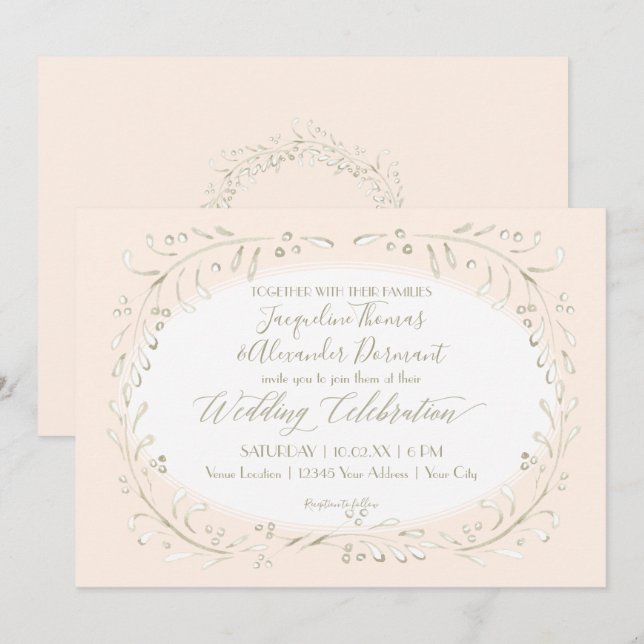 Invitation Typographie de la feuille de courge noire moderne  (Devant / Derrière)