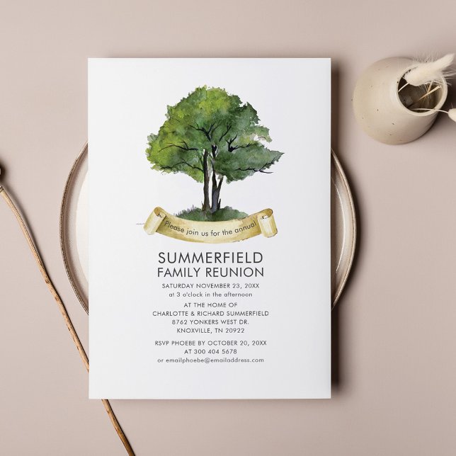 Invitation Typographie de l'aquarelle de l'arbre de la Réunio (Créateur téléchargé)