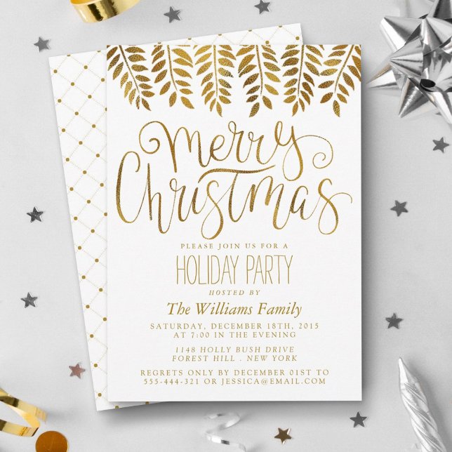 Invitation Typographie de l'effet d'huile d'or Joyeux Noël fê (Créateur téléchargé)