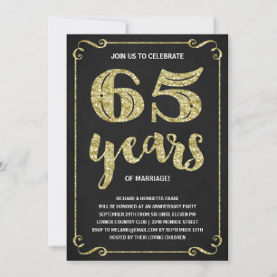 Invitation Typographie de l'or   Faux Foil 65e anniversaire