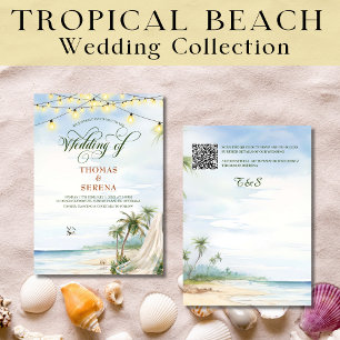 Invitation Typographie de plage tropicale Mariage de destinat