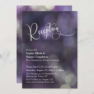 Invitation Typographie de réception de mariage clair de Bokeh