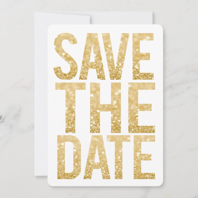 Invitation Typographie de sauvegarde de date en paillettes bl (Devant)