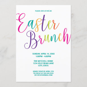Invitation Typographie de script coloré Brunch de Pâques