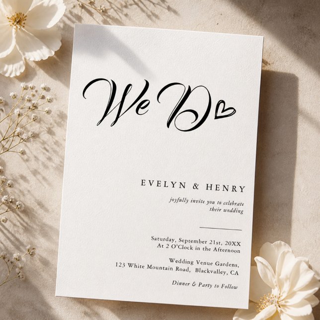 Invitation Typographie de script de cœur moderne Nous faisons (Créateur téléchargé)