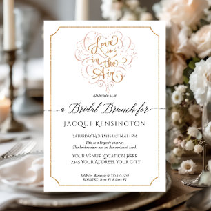 Invitation Typographie de script d'or Amour dans Air Bridal B