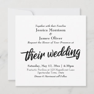 Invitation Typographie de script gras, "Leur mariage" minimal