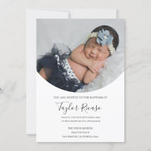 Invitation Typographie de script manuscrite Photo Baptême
