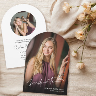 Invitation Typographie de script moderne Arc de graduation ph