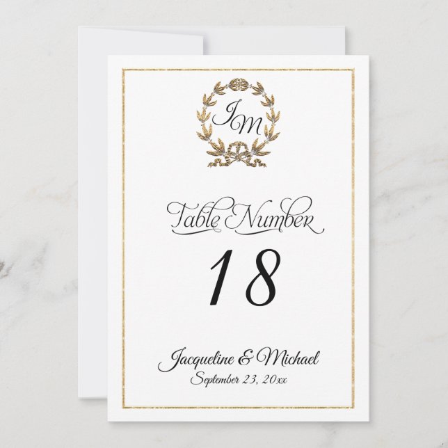 Invitation Typographie de script Monogramme Gold Numéros de t (Devant)