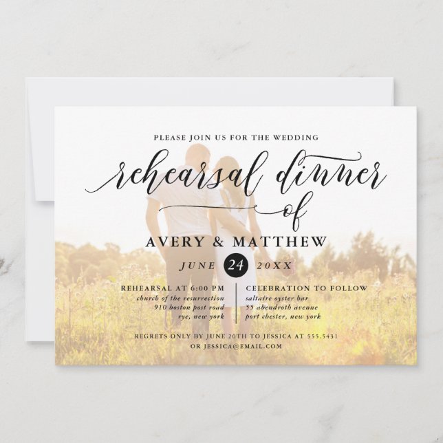 Invitation Typographie de script simple | Dîner de répétition (Devant)
