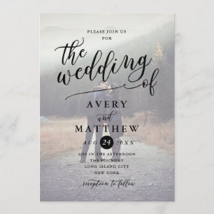 Invitation Typographie de script simple Mariage photo