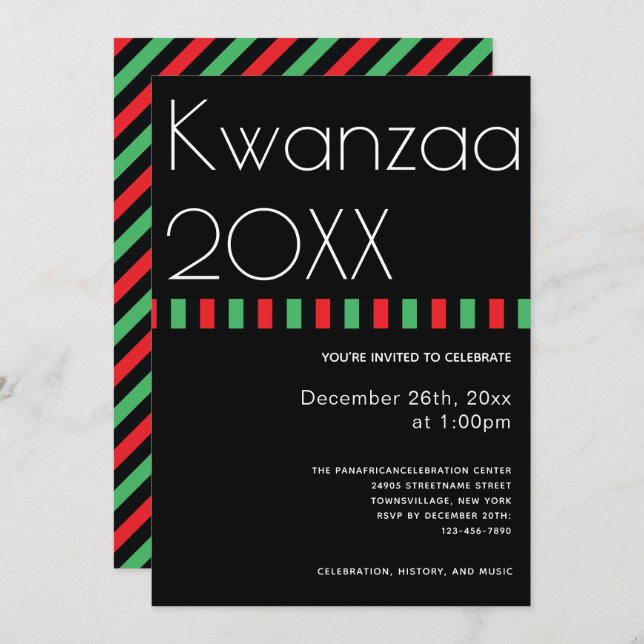 Invitation Typographie de vacances Kwanzaa (Devant / Derrière)