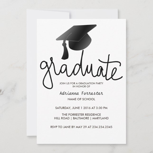 Invitation Typographie des cycles supérieurs Simple Casquette (Devant)