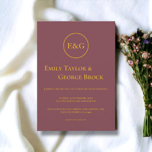 Invitation Typographie d'or de Bourgogne minimale Mariage élé
