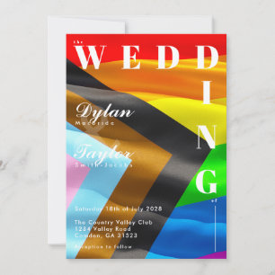 Invitation Typographie drapeau de fierté gras Mariage LGBTQ