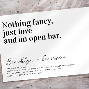 Invitation Typographie drôle Mariage noir blanc