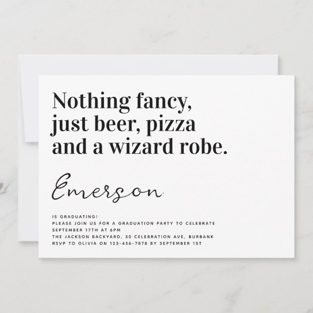 Invitation Typographie drôle Rien de fantaisie Soirée de remi (Devant)