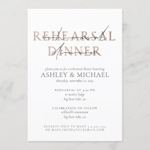 Invitation TYPOGRAPHIE DU CUIVRE Dîner de répétition Mariage