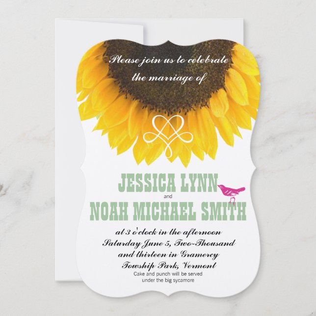 Invitation Typographie du tournesol Mariage moderne (Devant)