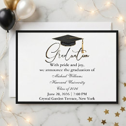 Invitation Typographie Élégante Casquette Noire Monochrome Re