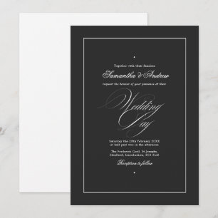 Invitation Typographie élégante Mariage noir et blanc intempo