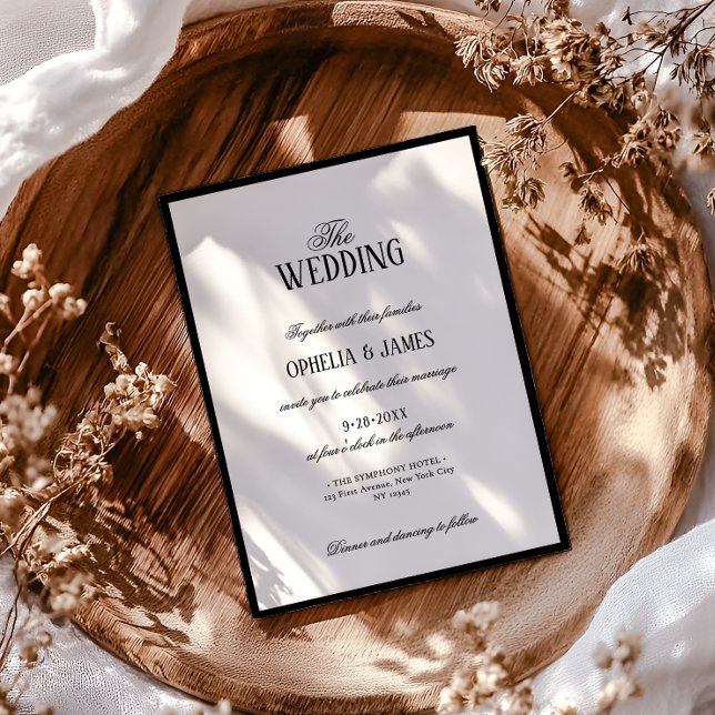 Invitation Typographie élégante Mariage noir et blanc moderne (Créateur téléchargé)