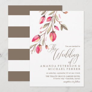 Invitation Typographie en fleur délicate mariage rustique ver
