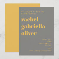 Typographie en gras Bat mitzvah jaune et gris