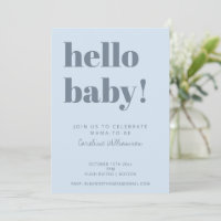 Typographie en gras Bleu doux Moderne Baby Shower
