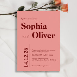 Invitation Typographie en gras Mariage rose