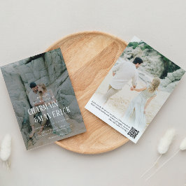 Invitation Typographie en gras Photo Code QR Mariage