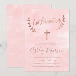 Invitation Typographie en or Rose confirmation de l'aquarelle