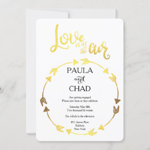 Invitation Typographie Gold Foil Fiançailles de couronne