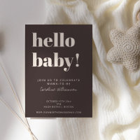 Typographie Gras Marron Moderne Baby Shower Mignon