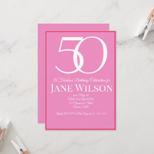 Invitation Typographie Gras Rose 50 et Anniversaire Fabuleux