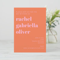Typographie Gras Rose et Orange Moderne Bar Mitzva