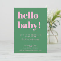 Typographie Gras Rose Vert Baby Shower Moderne