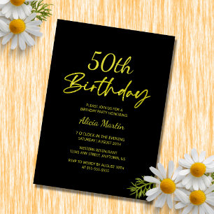 Invitation Typographie jaune moderne et minimale Anniversaire