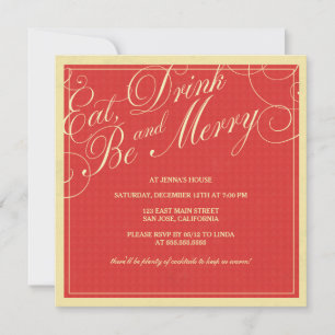 Invitation Typographie Manger Boire et être Joyeux fête de va