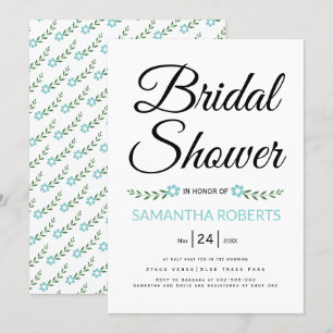 Invitation Typographie manuscrite aqua mariage de douche nupt